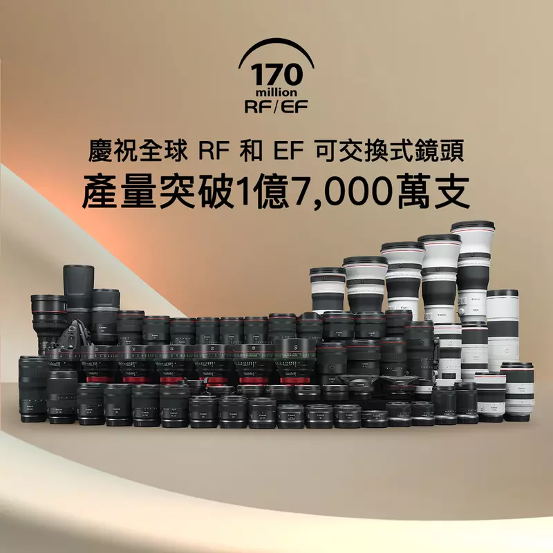 Canon RF / EF 鏡頭累計產量突破 1 億 7 千萬支  再創世界紀錄 Canon RF / EF 鏡頭累計產量突破 1 億 7 千萬支  再創世界紀錄
