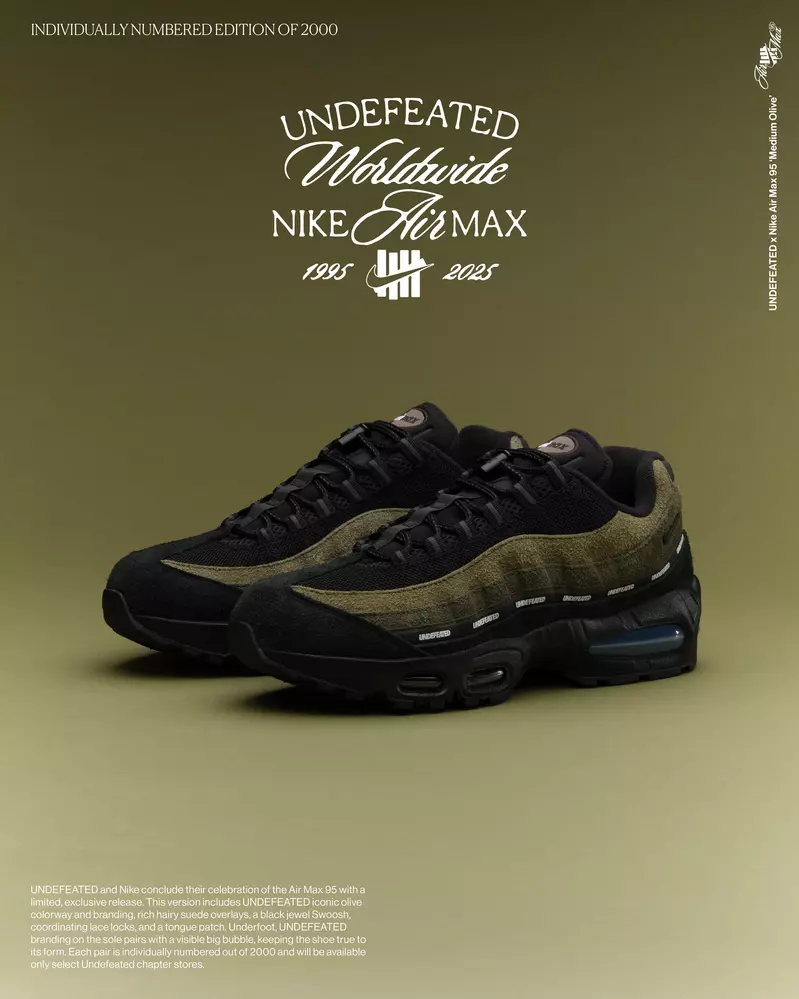 UNDEFEATED × Nike Air Max 95「Medium Olive」正式登場 為傳奇合作寫下最終篇章