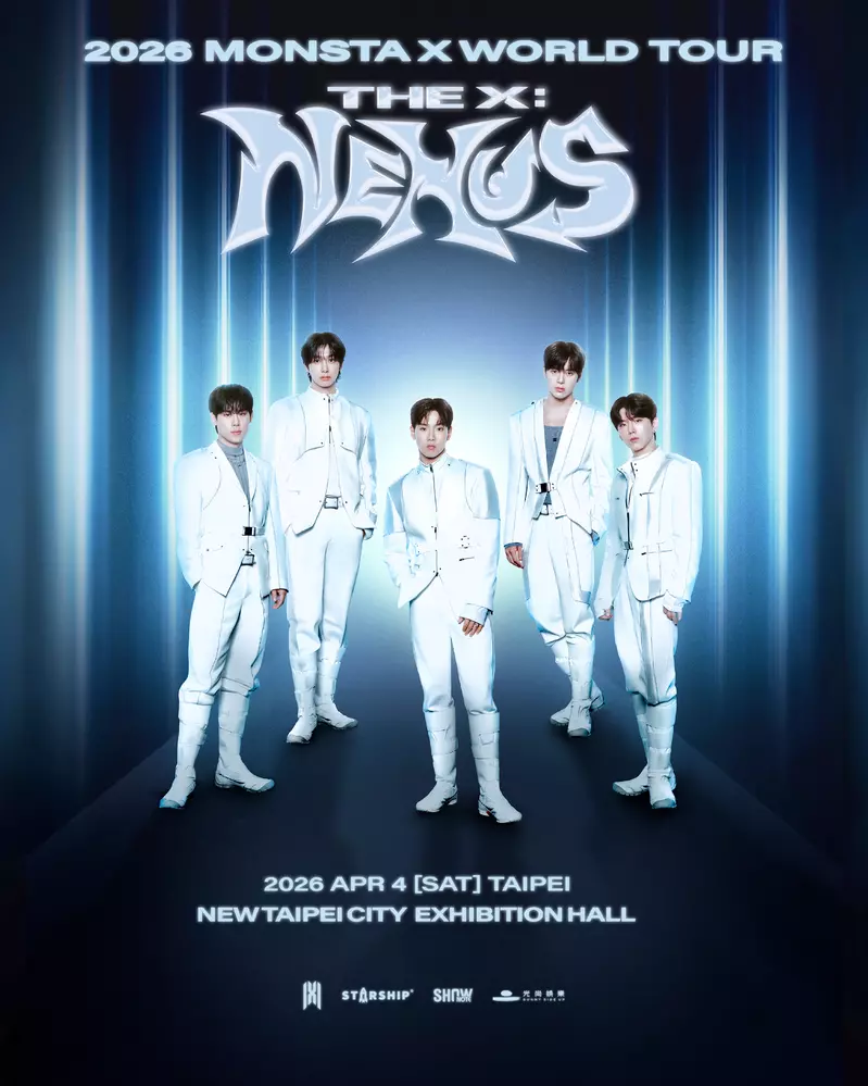  韓國超人氣男團 MONSTA X 世界巡迴 台北站公布  《2026 MONSTA X WORLD TOUR [THE X : NEXUS] IN TAIPEI》  4月4日 新北市工商展覽中心 震撼開唱  1月24日（六）下午3點 拓元售票 全面開賣