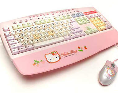 可愛到不行~Hello Kitty 鍵盤!!!
