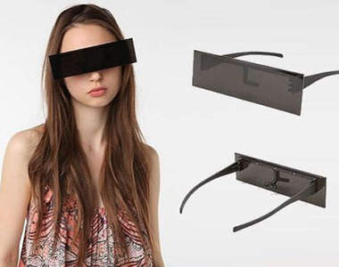 超酷黑長方形墨鏡～酷似打黑馬賽克