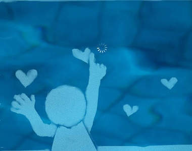 在起霧的玻璃上作畫　其實還蠻困難的（汗）