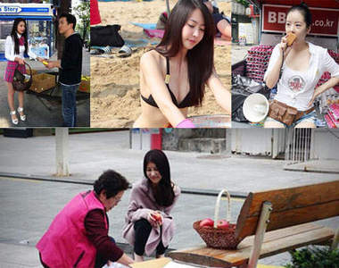 先生小姐幫幫忙！快來買我的雞蛋、香蕉、蘋果和蘿蔔泡菜