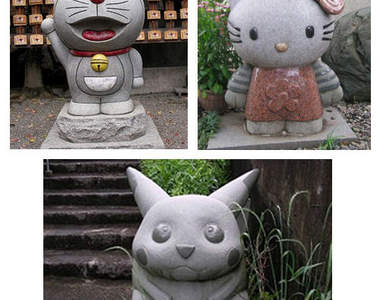 連神社也有哆啦A夢款！還有Kitty、皮卡丘也來參一咖♥