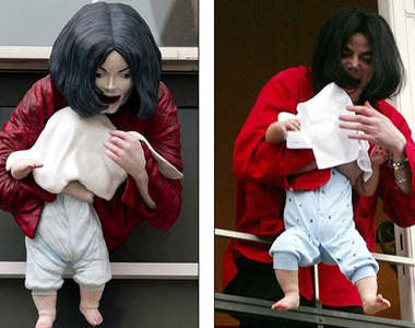 麥可玩小孩雕像 粉絲威脅不徹就放火