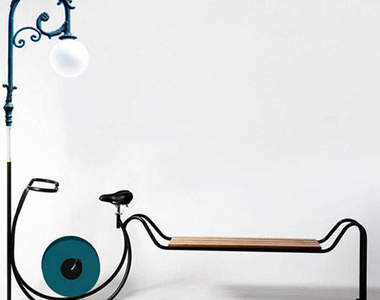 可健身的長椅　邊健身邊點燈