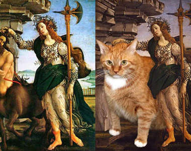 貓的！這樣亂入到名畫裡，沒有問題嗎？XD