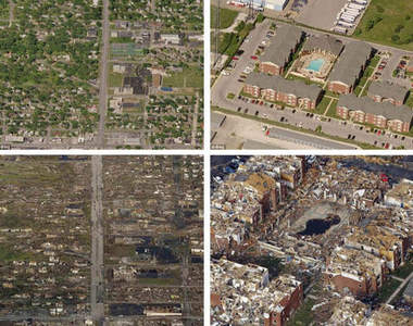 龍捲風肆虐前後對比圖