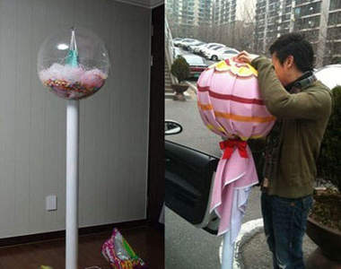 《真人SIZE棒棒糖》韓男親自做跟人一樣大的糖果送女友♡