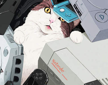 貓咪、電玩與貪玩的女孩～Kyle Fewell插畫作品