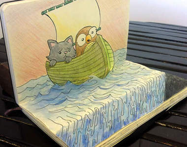 《手繪素描 pop up》有夠神奇用鉛筆畫出來的 3D ！