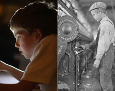 100年前小孩和現在小孩使用機器又有什麼大不同呢?