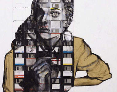 老舊磁碟片重生變成磁碟藝術畫