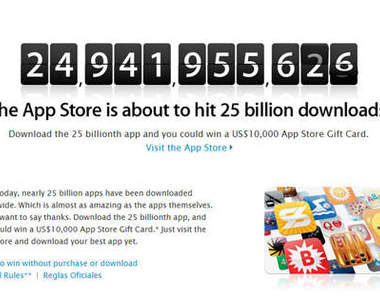 速報!蘋果250億次app下載就在今天 1萬美金等你來拿!