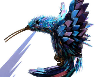 超高端回收藝術：光碟碎片作成的動物雕塑