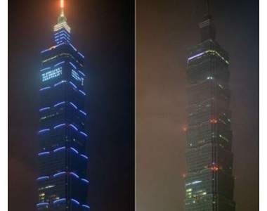 《地球一小時》全世界接力省電的對比圖