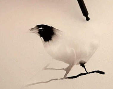 《水墨交融》藝術~滴一滴墨汁鳥就飛出來囉