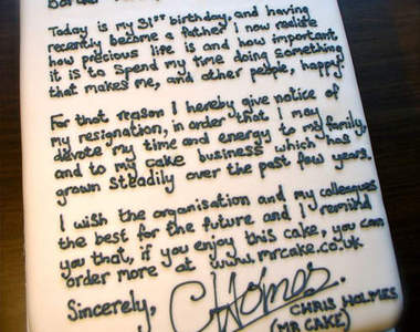 《蛋糕辭職信》讓上司甜滋滋的吃下肚......?