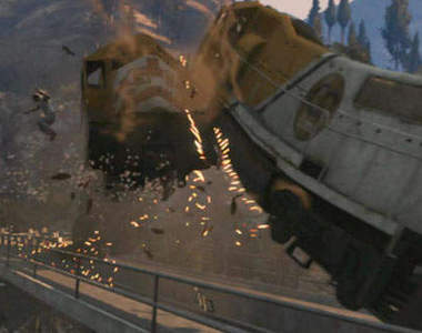 《俠盜獵車手5》擋不住的火車 就算你堆了10台砂石車...