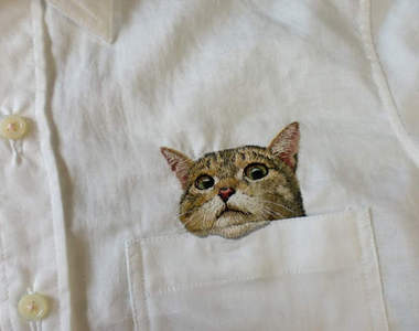 胸口躲了一隻貓ΦωΦ　可愛度破表日本刺繡藝術