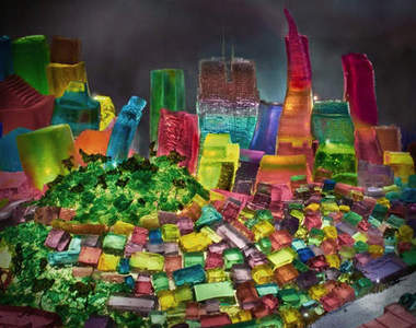 歪曲的街景竟然全部都是用果凍作成的!?