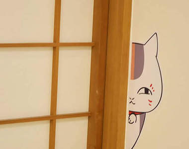 《特大貓咪老師壁貼》笨蛋夏目~你在做什麼啊?(探頭)