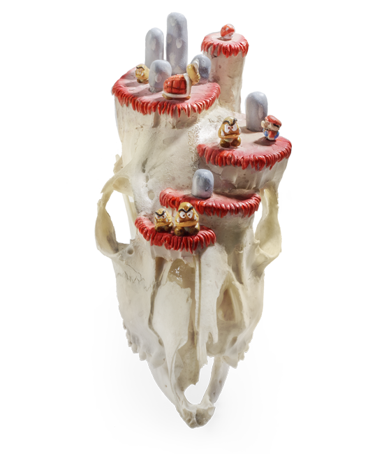 動物頭骨雕刻的瑪利歐世界有點俏皮可愛小驚悚