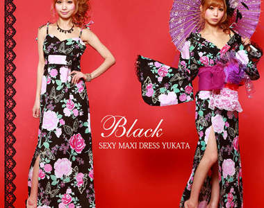 穿脫超方便的2WAY《長洋裝浴衣》還性感開高衩喔>//////<