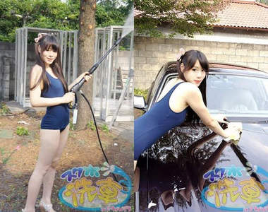 學校泳裝妹洗車車服務♥ 洗完還可以跟你合照喔~