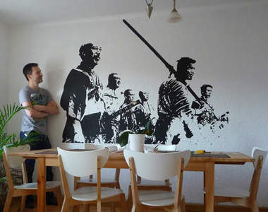 描出《黑澤明電影經典畫面》有這種壁畫超酷der~