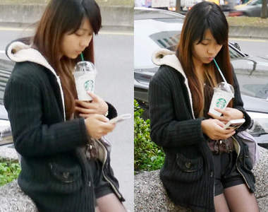路邊抓正妹《阿奶》小香看正妹