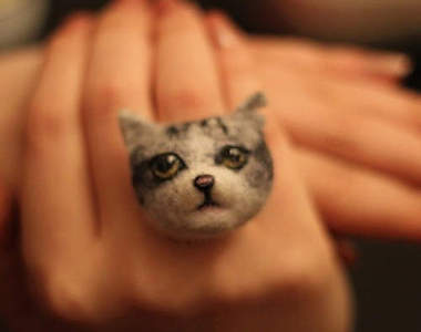 超可愛《動物顏羊毛氈戒指》百円商店就能買到DIY材料呢♥