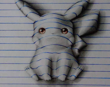 《橫條筆記本的3D畫》筆記本裡有東西衝出來了(丟)