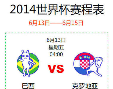 《2014巴西世足賽》超可愛六日動圖賽程表