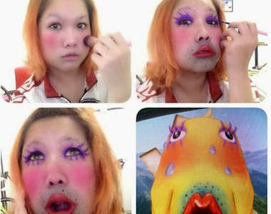 非人版《偽化妝前後照》越畫變越歪了啦╮(╯∀╰)╭