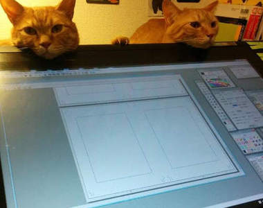 《妨礙漫畫家工作的貓》繪圖螢幕是最佳的靠下巴台（趴）