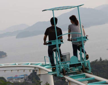 空中腳踏車　鷲羽山遊樂園讓遊客看到就怕的恐怖設施