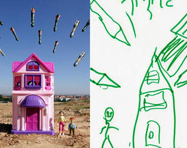 戰亂區小孩的畫作玩具實體化  看起來格外鼻酸ಥ_ಥ