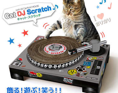 《貓DJ》時代來臨~邊刷唱盤還可以順便磨指甲♪