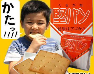 北九州名物《硬餅乾》當然要來實驗一下到底有多硬囉（敲）