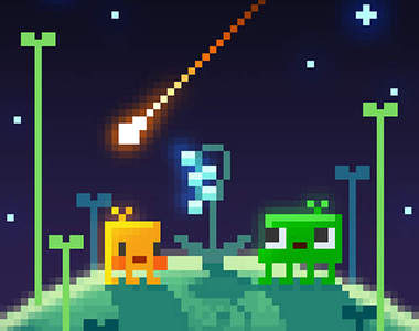 像素風手機遊戲《綠色星球》放置型綠化星球game