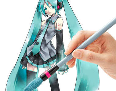 《初音毛筆》為什麼有種寫出來會是綠色的感覺XD