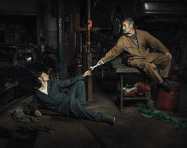 《文藝復興的修車師傅》向文藝復興時期的畫師們致敬