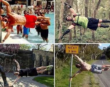 猛男猛女限定《人體旗幟拍照法》叔叔有練過小朋友不要學