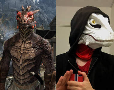 玩家自製上古卷軸《亞龍人面具》戴上之後要好好擦亮主人的茅喔(誤)