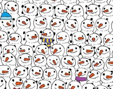 引發網友熱議的《大家來找碴》你能幾秒從雪人中間發現熊貓？
