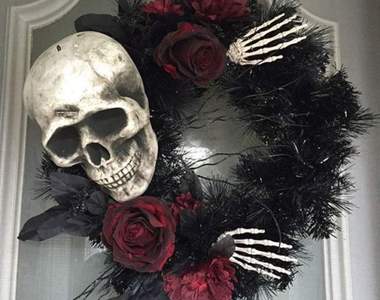 超創意《萬聖節花圈》馬麻你看我門上有骷顱頭耶(゚∀゚ )