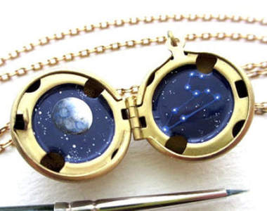 《手繪小宇宙項鍊》直徑18毫米的空間裡也有如此美麗的夜空