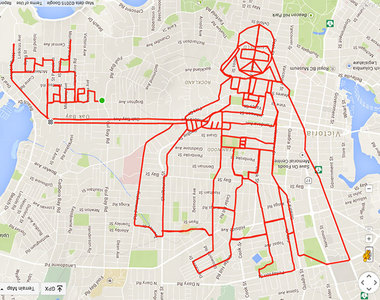 《GPS塗鴉》這位藝術家就這麼騎腳踏車騎出了好幾幅畫呢