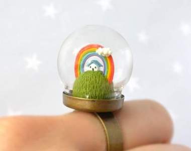 《童話風水晶球戒指》雲朵收進水晶球裡依然可以飄浮在半空中♪